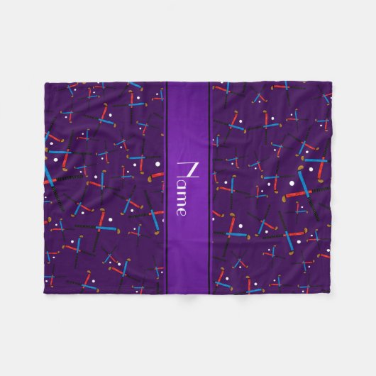 Couverture Polaire Hockey de champ pourpre nommé personnalisé (Devant (Horizontal))
