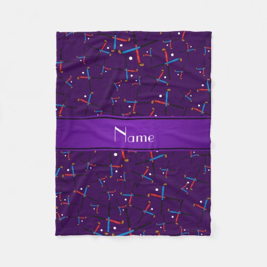 Couverture Polaire Hockey de champ pourpre nommé personnalisé (Devant)