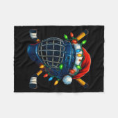 Couverture Polaire Hockey Helmet Christmas Lights Santa Hat Design Xm (Devant (Horizontal))