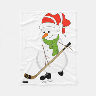 Couverture Polaire Hockey Playing Snowman 