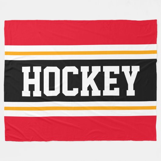 Couverture Polaire HOCKEY Red Black White Yellow Racing Stripes (Devant (Horizontal))