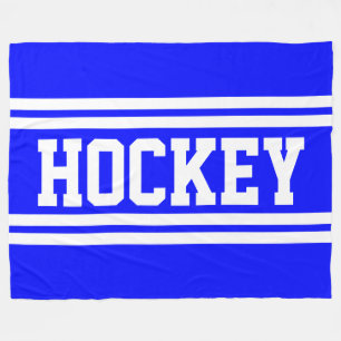 Couverture Polaire HOCKEY Sportif Gras Royal Bleu Blanc Rayures de Ho