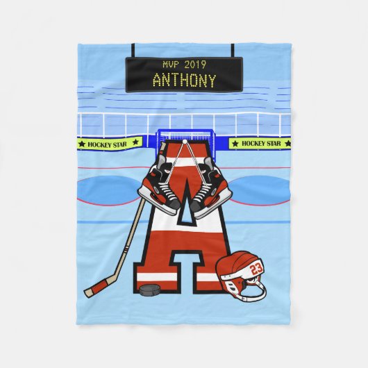 Couverture Polaire Hockey sur glace initial personnalisé (Devant)