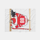 Couverture Polaire Hockey sur glace rouge et blanc personnalisé (Devant (Horizontal))