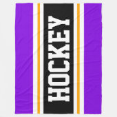 Couverture Polaire HOCKEY violet noir blanc jaune rayures de course (Devant)