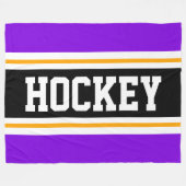 Couverture Polaire HOCKEY violet noir blanc jaune rayures de course (Devant (Horizontal))