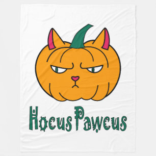 Couverture Polaire Hocus pawcus Halloween citrouille ginger cat magie