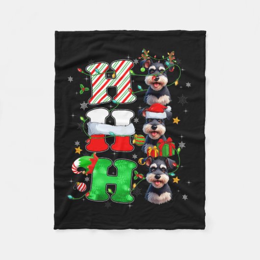 Couverture Polaire Hohoho Schnauzer Chien Père Noël Elf Casquette Rei (Devant)