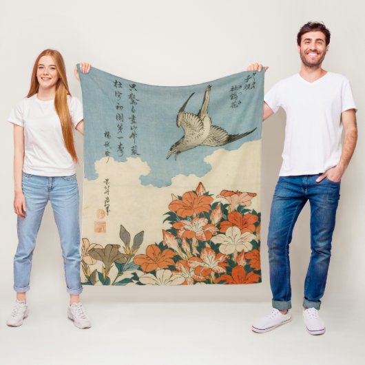 Couverture Polaire Hokusai - Un cacao et des Azaleas (En situation)