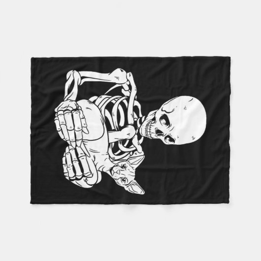 Couverture Polaire Holding Chat Funny Halloween Crâne Sphynx Chat (Devant (Horizontal))