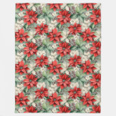 Couverture Polaire Holiday Floral Blanket Red Poinsettia Cozy Throw (Devant)