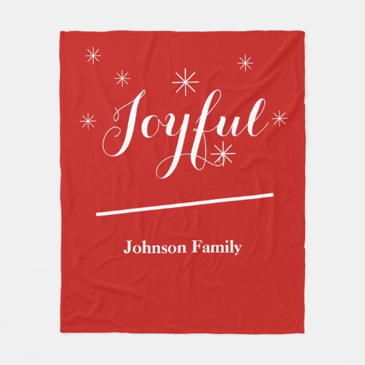 Couverture Polaire Holiday Joyful Chic Script Nom Cool moderne Rouge (Devant)