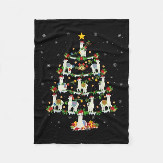 Couverture Polaire Holiday Xmas Lighting Santa Llama Christmas Tree (Devant)