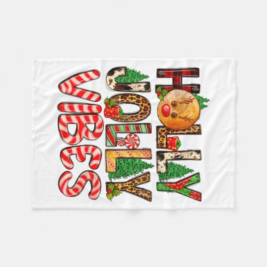 Couverture Polaire Holly A Jolly Vibes Reindeer Christmas Trees Light (Devant (Horizontal))