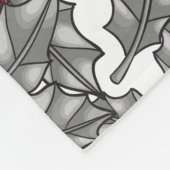 Couverture Polaire Holly berry, feuilles gris sur blanc (Coin)