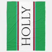 Couverture Polaire HOLLY Fun Festive Bright Green Red White Stripes (Devant)