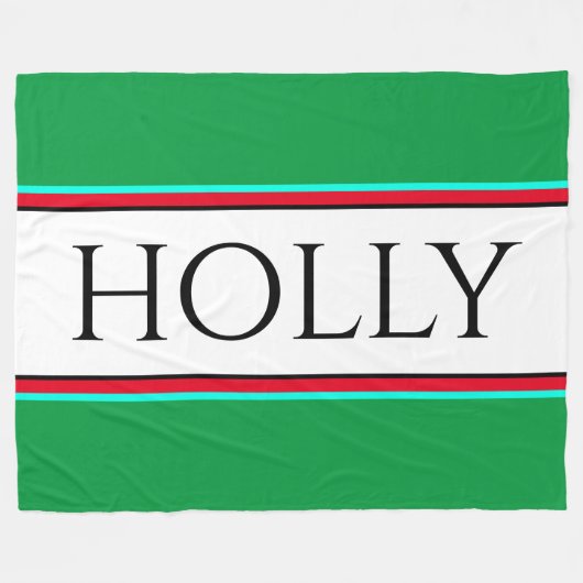 Couverture Polaire HOLLY Fun Festive Bright Green Red White Stripes (Devant (Horizontal))