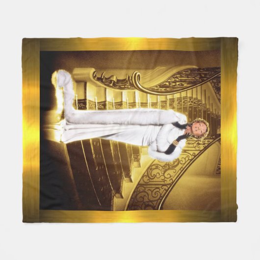 Couverture Polaire Hollywood Regency Diva dorée (Devant (Horizontal))