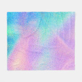 Couverture Polaire Holographique texture réelle en bleu rose vert (Devant (Horizontal))