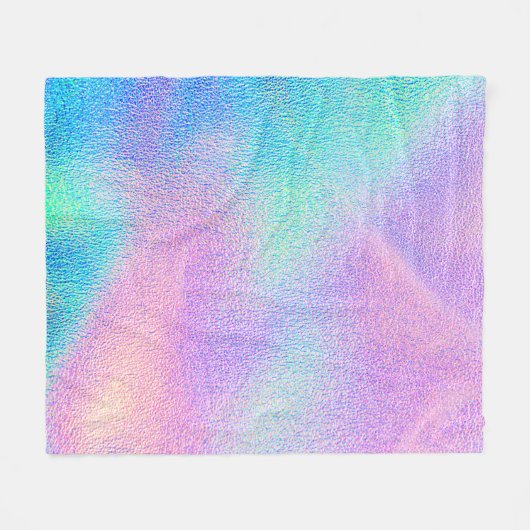 Couverture Polaire Holographique texture réelle en bleu rose vert (Devant (Horizontal))