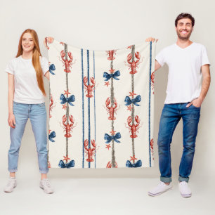 Couverture Polaire Homard Rouge Blanc Bleu Patriotique Étoiles (3)