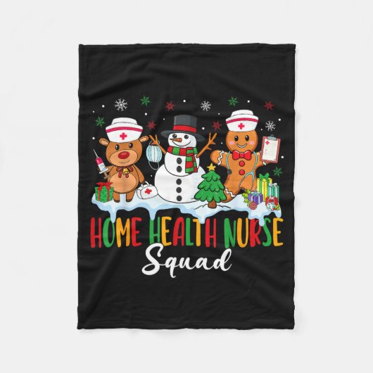 Couverture Polaire Home Health Nurse Squad Reindeer Gingerbread Chris (Devant)