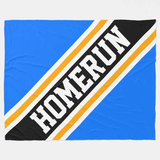 Couverture Polaire HOMERUN Bleu Clair Orange Noir Rayures de Course (Devant (Horizontal))