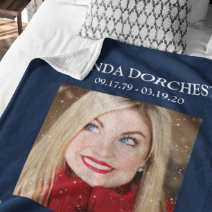 Couverture Polaire Hommage au mémorial photo bleu élégant