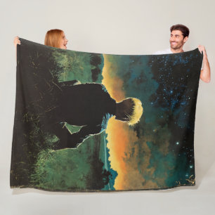 Couverture Polaire Homme blond en campagne Homme sous ciel nocturne