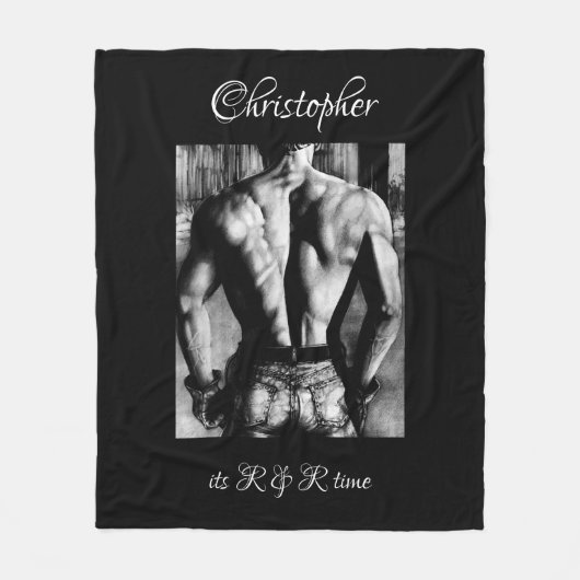 Couverture Polaire Homme de Beaux-Arts Dos en Jean Nom, Légende sur F (Devant)