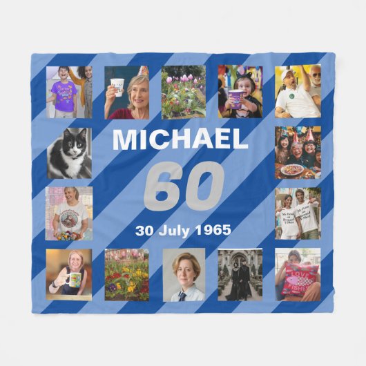 Couverture Polaire Hommes 60e anniversaire 60 ans soixantième cadeau (Devant (Horizontal))