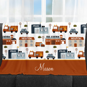 Couverture Polaire Hôpital, incendie, police Ville Motif pour enfants