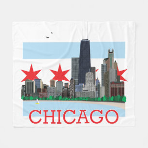 Couverture Polaire Horizon de Chicago et drapeau de ville