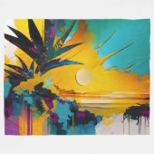Couverture Polaire Horizon Doré – Coucher de Soleil Tropical Abstrait (Devant (Horizontal))