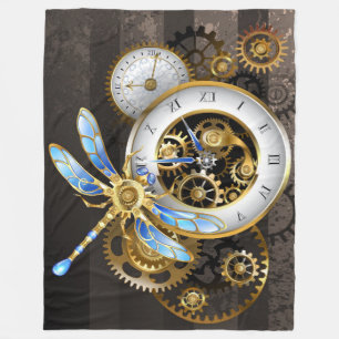 Couverture Polaire Horloge à vapeur avec libellule mécanique