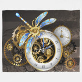 Couverture Polaire Horloge à vapeur avec libellule mécanique (Devant (Horizontal))