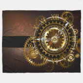 Couverture Polaire Horloge Steampunk avec des engrenages anciens (Devant (Horizontal))