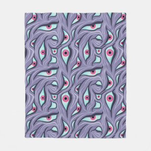 Couverture Polaire Horreur psychédélique - Motif oculaire pourpre