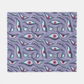 Couverture Polaire Horreur psychédélique - Motif oculaire pourpre (Devant (Horizontal))