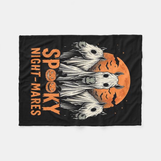 Couverture Polaire Horreur Retro Soky Night Jes Chevaux Boo Ghosts Ha (Devant (Horizontal))