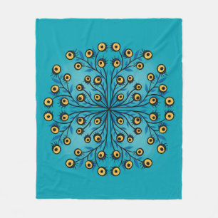 Couverture Polaire Horreur Trippé Oeil bizarre Monster Bleu Whimsigot