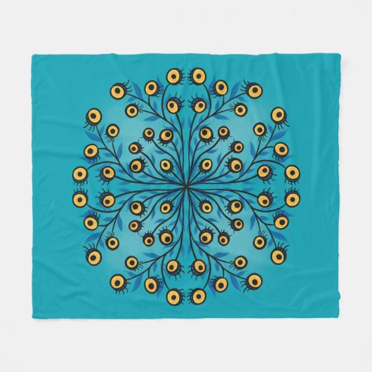 Couverture Polaire Horreur Trippé Oeil bizarre Monster Bleu Whimsigot (Devant (Horizontal))