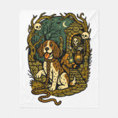 Couverture Polaire Horror Spooky Skeleton Dog Aesthetic (Devant)
