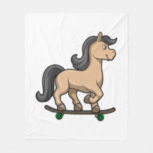 Couverture Polaire Horse as Skater with Skateboard