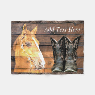 Couverture Polaire Horse Cowboy Boots Rustic Barque
