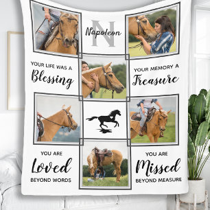 Couverture Polaire Horse Pet Memorial Unique Photo Collage