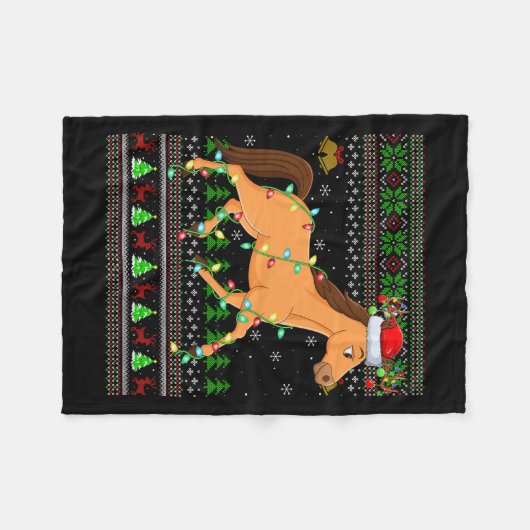 Couverture Polaire Horse Ugly Christmas Sweaters Holiday Santa Cute X (Devant (Horizontal))