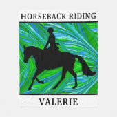 Couverture Polaire Horseback Riding Blue Green Fleece Blanket (Devant)