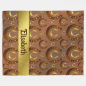 Couverture Polaire horseshoe, blanc motif brun doré (Devant (Horizontal))