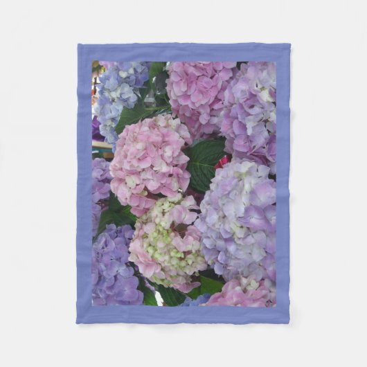 Couverture Polaire Hortensia pourpre rose bleu (Devant)